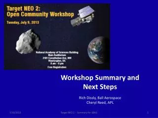 Workshop Summary and Next Steps