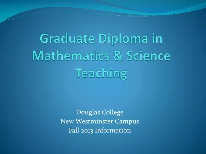 graduate diploma in mathematics science teaching