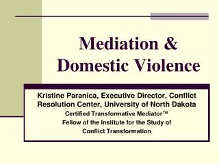 Mediation &amp; Domestic Violence