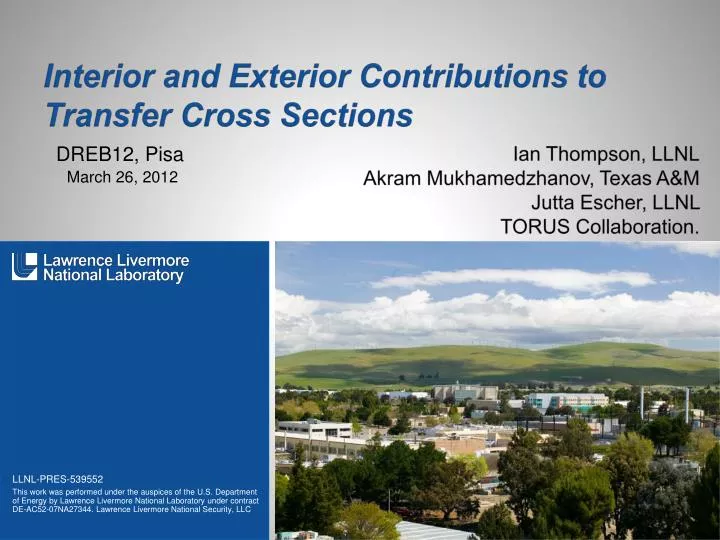 interior and exterior contributions to transfer cross sections
