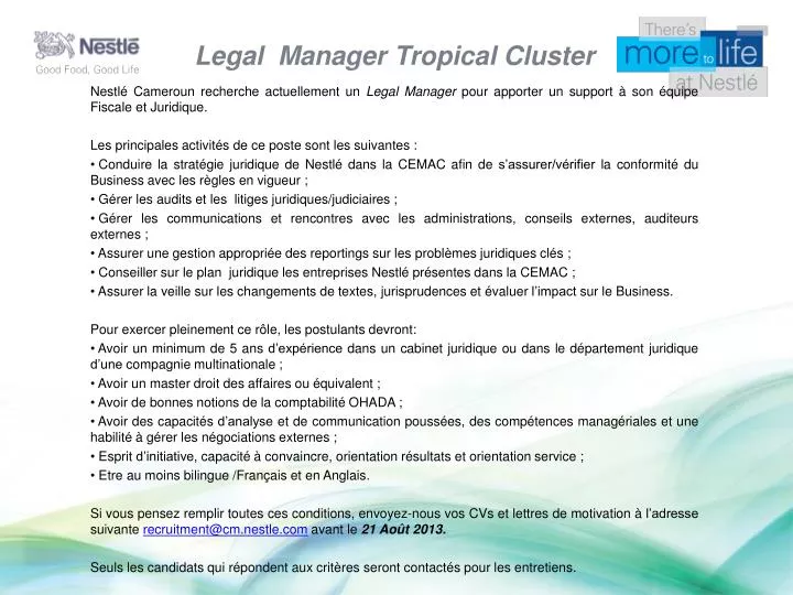 legal manager tropical cluster