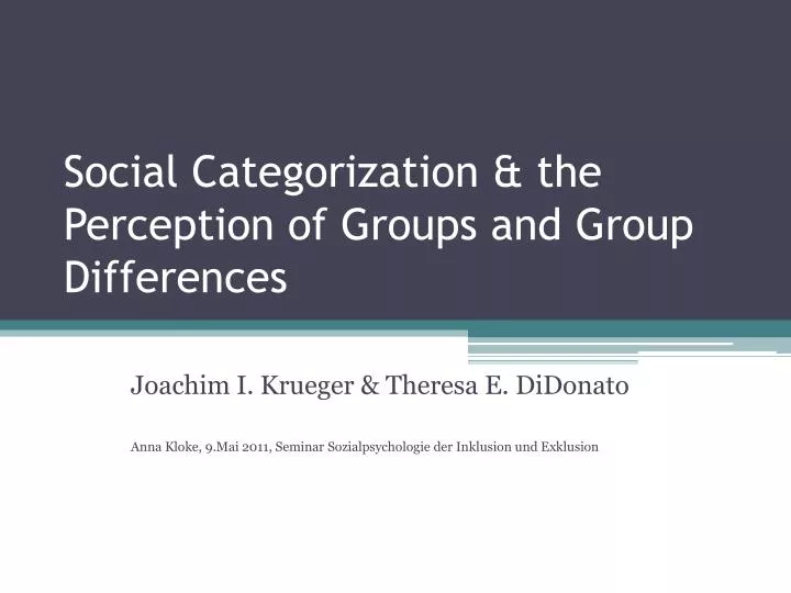 social categorization the perception of groups and group differences