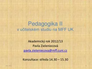 Pedagogika II v učitelském studiu na MFF UK