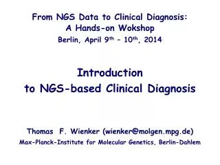 Introduction to NGS- based Clinical Diagnosis