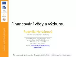 financov n v dy a v zkumu