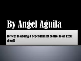 10 steps to adding a dependent list control to an Excel sheet!!