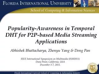 Popularity-Awareness in Temporal DHT for P2P-based Media Streaming Applications