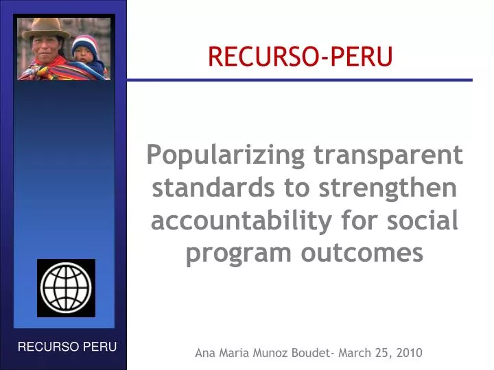 popularizing transparent standards to strengthen accountability for social program outcomes