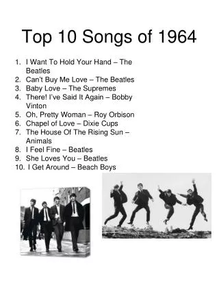 Top 10 Songs of 1964