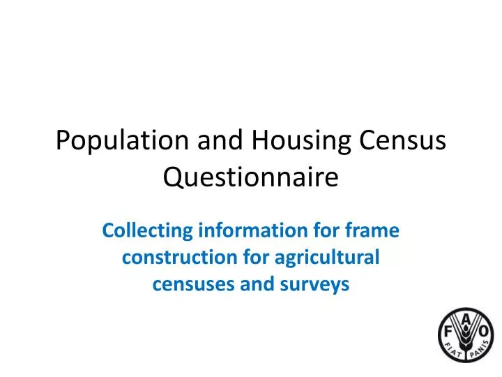 population and housing census questionnaire