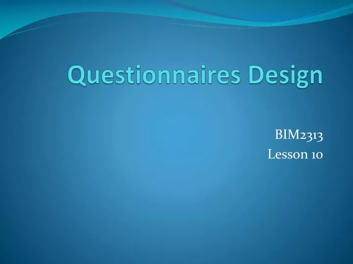 questionnaires design