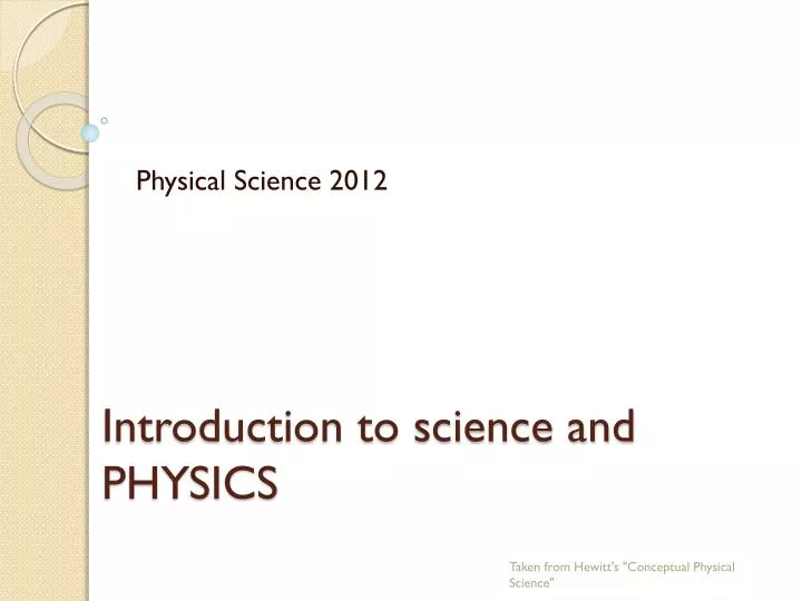 introduction to science and physics