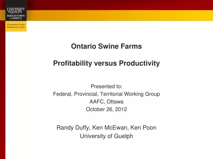 ontario swine farms profitability versus productivity