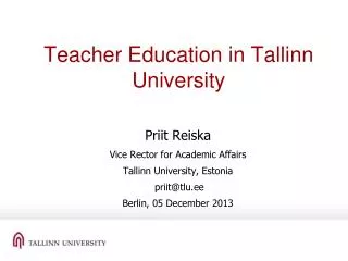 Teacher Education in Tallinn University