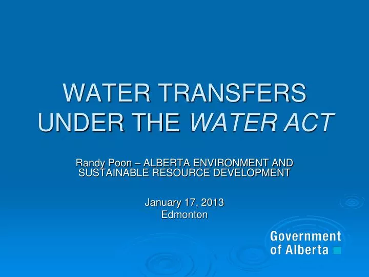 water transfers under the water act