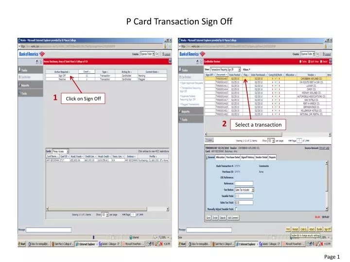 p card transaction sign off