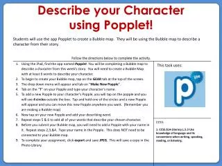 describe your character using popplet