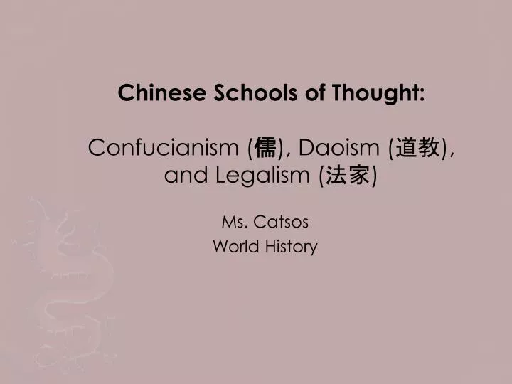 chinese schools of thought confucianism daoism and legalism