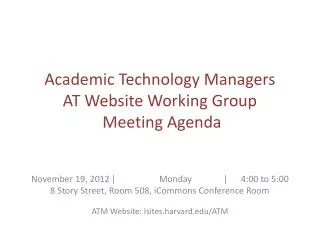 Academic Technology Managers AT Website Working Group Meeting Agenda