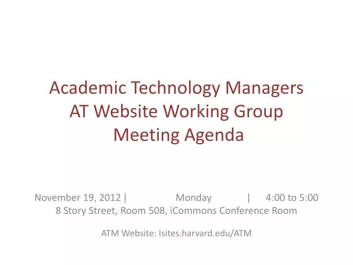 academic technology managers at website working group meeting agenda