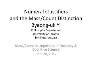 Mass/Count in Linguistics, Philosophy &amp; Cognitive Science Dec. 20, 2012