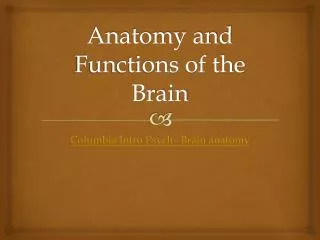 Anatomy and Functions of the Brain
