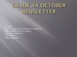 Grade 4A October Newsletter