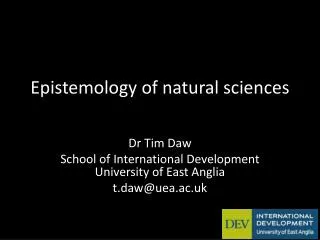Epistemology of natural sciences