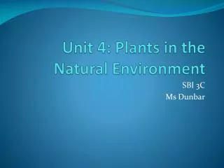 Unit 4: Plants in the Natural Environment