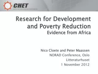 Research for Development and Poverty Reduction Evidence from Africa