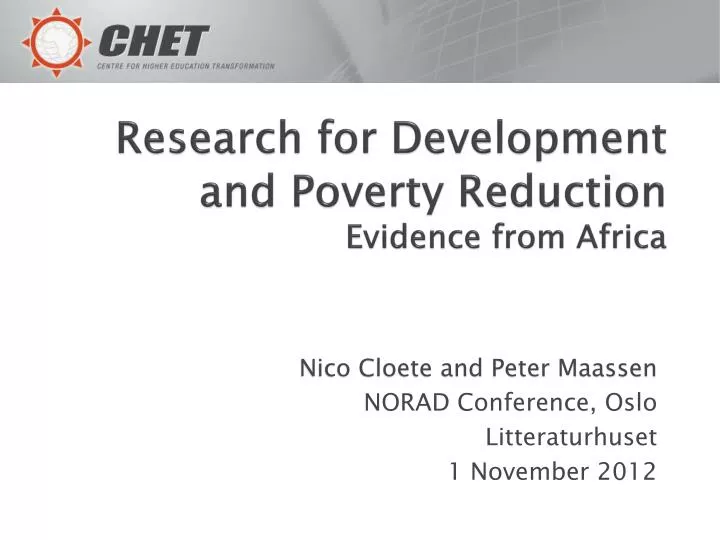 research for development and poverty reduction evidence from africa