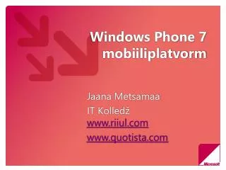 windows phone 7 mobiiliplatvorm