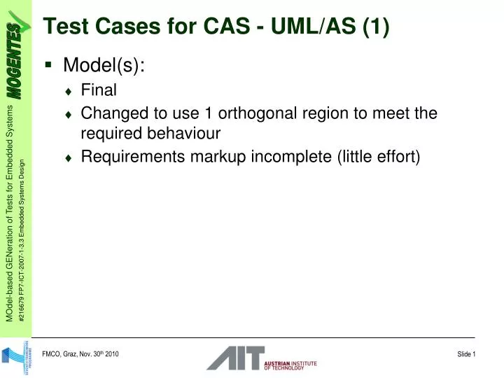 test cases for cas uml as 1