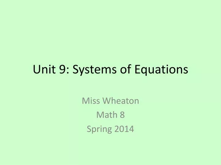 unit 9 systems of equations