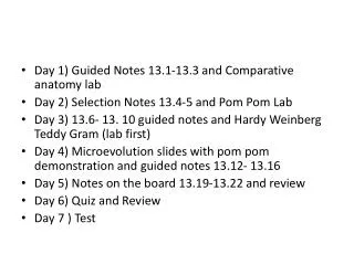 Day 1) Guided Notes 13.1-13.3 and Comparative anatomy lab