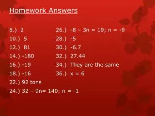 Homework Answers