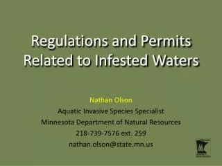 Regulations and Permits Related to Infested Waters