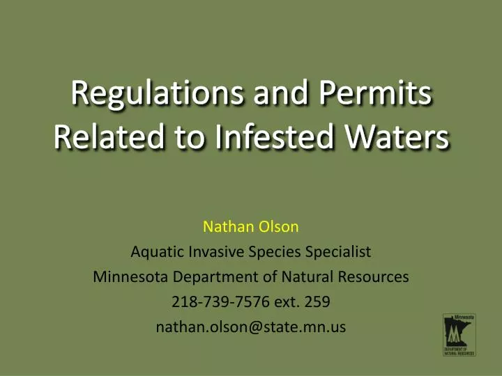 regulations and permits related to infested waters