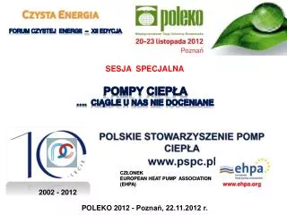 POLSKIE STOWARZYSZENIE POMP CIEPŁA www.pspc.pl