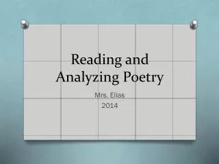 Reading and Analyzing Poetry