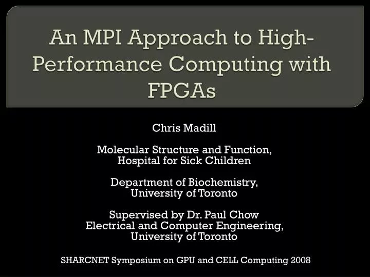 an mpi approach to high performance computing with fpgas