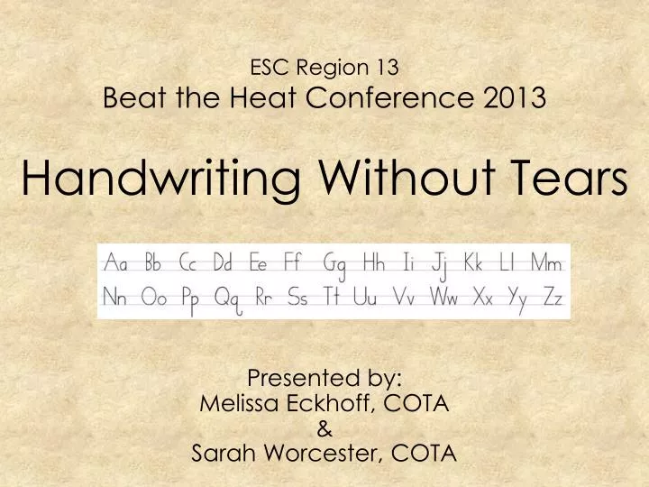 esc region 13 beat the heat conference 2013 handwriting without tears
