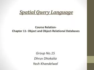 Spatial Query Language