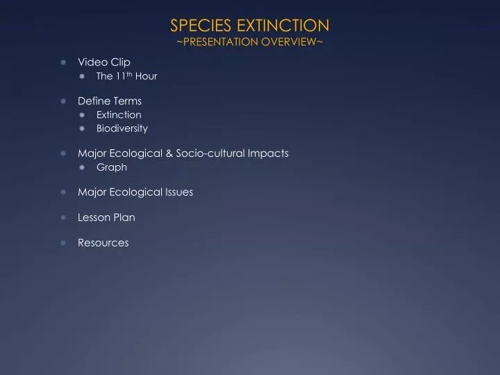 species extinction presentation overview