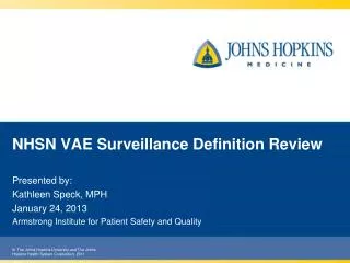 NHSN VAE Surveillance Definition Review