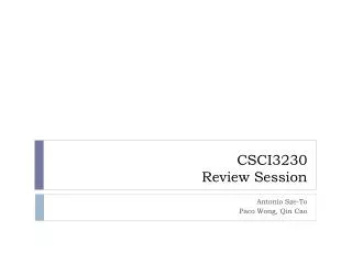 CSCI3230 Review Session
