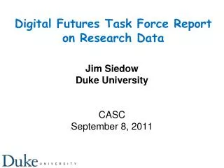 Digital Futures Task Force Report on Research Data