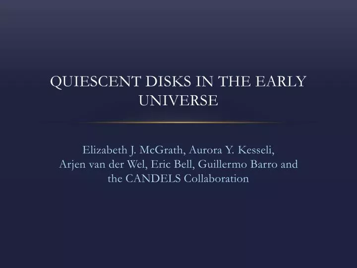 quiescent disks in the early universe