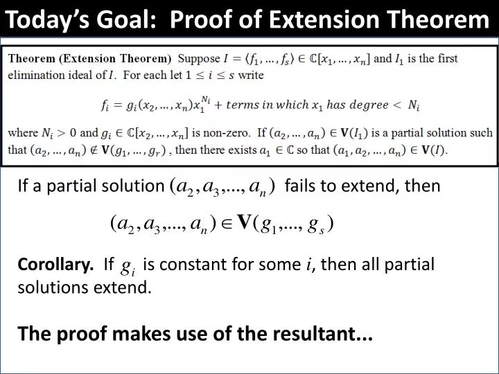 today s goal proof of extension theorem