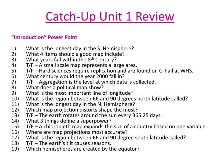 catch up unit 1 review